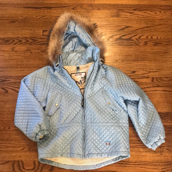 Post Card quilted jacket Fur hood 6 - Picture 1 of 5